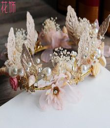 Children garlands Bohemian lace beaded shell crowns lily Jewellery wreath bracelet studio pography hair accessories beach headban1046799