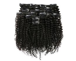 100 Remy Clip in Human Hair Extensions Brazilian Hair Natural Colour Afro Kinky Curly Human Hair 100G1Set Ship 9690136