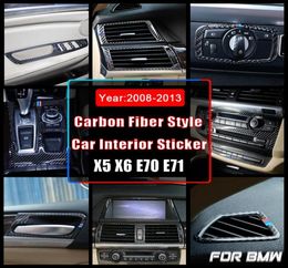 Car Accessories Carbon Fiber Style Car Interior Decoration Strip Frame Cover Trim Sticker For BMW X5 X6 E70 E71 200820136778290