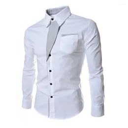 Men's Dress Shirts Slim Fit Business For Men Long Sleeve Button Down Tops Collared Neckline Available In White/Black/Red/Navy