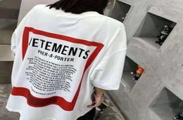 2021ss VETEMENTS Red Patch TShirt Men Women Back Big Mark Print Vetements Tee Oversize VTM Tops men clothing X07126194133