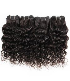 4Pcs Human Hair Bundles Water Wave 50gpc Natural Color Indian Mongolian Curly Virgin Hair Weave Extensions for Short Bob Style8267225