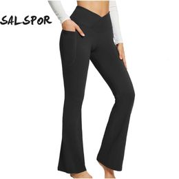 Lu Pant Align Lemon Cross Flare Yoga Pant Women Waist Fiess Leggings Butt Lift Running Tights Elastic Bootcut Trousers Gym Wear Jogger Gym