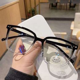 2023TR Ultra Black Frame Glasses Men with Large Face, Slim Polygon Appearance, Suitable for Students Match Degree to Prevent Blue Light Myopia