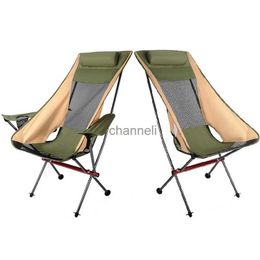 Camp Furniture New Outdoor Folding Chair Ultralight Aluminum Moon Chair Picnic Beach Fishing Chairs Garden Seat Portable Hiking Camping Chair YQ240315