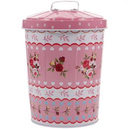 Storage Bottles Tinplate Bucket Containers With Lids Candy Cookie Tins Snack Metal Jar Empty Trash