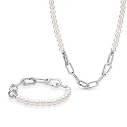 Link Bracelets 2024 Pearl Bracelet 925 Sterling Silver Jewellery Necklace Fit Original Me Charm For Women Loved Party Gift Making