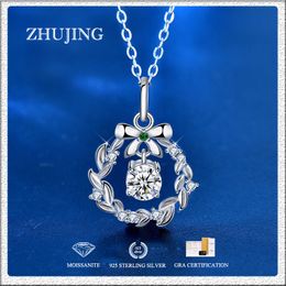 Luxury Designer 925 Sterling Silver Moissanite Necklaces Christmas wreaths pattern Pendant Jewellery for Women