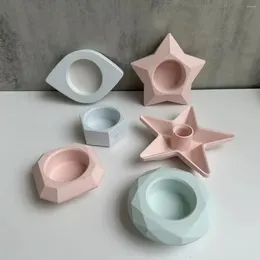 Candle Holders Diamond Star Eyes Hexagonal Holder Silicone Mold Plaster Drip Mirror Mould Molds For Epoxy Resin