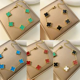 Gold Plated Classic Fashion Charm Bracelet Four-leaf Clover Designer Jewelry Elegant Mother-of-pearl Bracelets for Women and Men High Quality