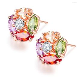 Stud Earrings Ociki Cubic Zirconia Cute Colourful Crystal Bohemia Jewelry Wholesale For Women Girls Gift Drop