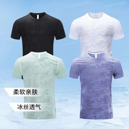 2024ss Lu Lemens Mens Outdoor Tee Shirt Mens Yoga Outfit Quick Dry Sweat-wicking Sport Short Top Male Short Sleeve for Fiess