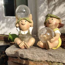 Creative Cartoon Resin Figurines, Solar Powered Courtyard Lights, Garden Sculptures, Handicrafts, Lawn Decorations