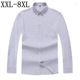 Men's Casual Shirts Fashion Striped Shirt Men Long Sleeve Loose Mens With Pocket Oversize Male Brand Clothes Plus Size 6XL 7XL 8XL