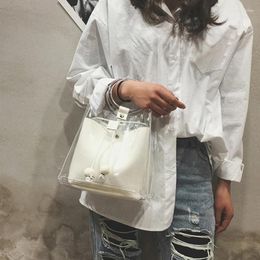 Drawstring Woman Bag Handbag 2PC Jelly Transparent Messenger 2024 Portable Bolso Mujer Torebka Damska Shopper Sac Main Femme