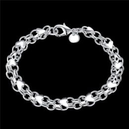 Beast gif heart Careful 925 silver bracelet JSPB293 Beast gift men and women sterling silver plated Chain link bracelets328w