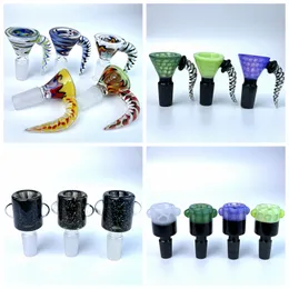 Colorful 14mm bowl and 18mm glass bowl Male Joint Handle Beautiful Slide bowl piece smoking Accessories For Bongs water pipes