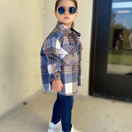 Fashion Baby Girl Boy Plaid Shirt Jacket Cotton Child Shirt Thick Wool Loose Outfit Winter Spring Fall Baby Casual Clothes 3-14Y 240311