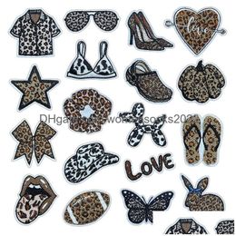 Sewing Notions Tools 18 Pcs Summer Trooical Beach Iron Ones Sexy Leopard Bikini Sew On Embroidered Applique For Clothes Backpack J Dh4Lx