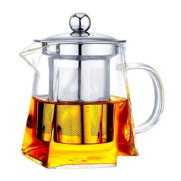 Teapots Heat Resistant Glass Teapot With Stainless Steel Tea Infuser Filter Flower Kettle Kung Fu Set Puer Oolong Sale Drop Delivery Dhth3