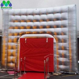 wholesale 15x15 Silvery Nightclub Cubic Inflatable Cube Tent With Blower Party Club Event Kiosk Booth For Outdoor
