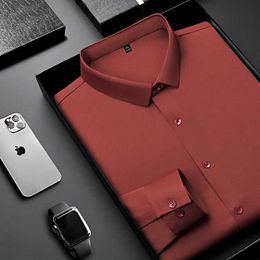 High end mens seamless long sleeved shirt trendy brand spring and autumn light business dress casual new top no iron shirt for men