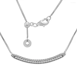 Pendants Signature Bar Necklace Original 925 Sterling Silver Clear CZ Choker Necklaces For Women Jewelry Making Accessories