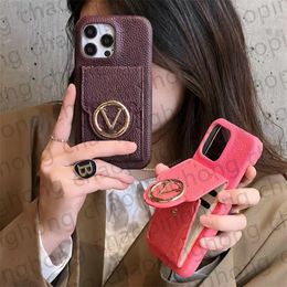 Luxury Make Up Mirror Phone Case Designer iPhone Case For iPhone 15 14 13 12 Pro Max Case Card Holder Pocket Bumper 3D Monogram Embossing Mobile Cover