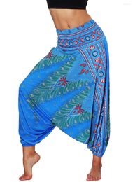 Active Pants 2024 Womens Bohemian Yoga Hippy Harem Smocked Waist Trousers Flowy Beach Sports