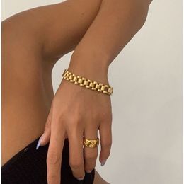 With 18 K Gold Pave Watch Strap Statement Bracelet Women Stainless Steel Jewellery Chic Gown Japan South Korea Fashion 220218246a