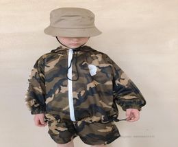 Fashion Kids camouflage clothing sets boys zipper hooded jacket outwearcasual shorts 2pcs 2022 spring children Prevent bask outfi5206360