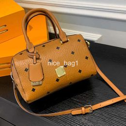 evening bag Brand Ladies Leather Mini Boston Top-Zip Shoulder Bags Totes Handbags Luxury Designer Women Brown Real Dots Small Cross Body