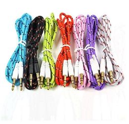 Braided Fabric Audio Cable For phone 1M Colorful 3.5mm Male to Male Stereo AUX cables