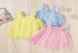 Ins Baby Girl Tutu Dress Kids Sling Suspender Gauze Skirt Daisy Flower Print Summer Party Elegant Agaric Lace5071020