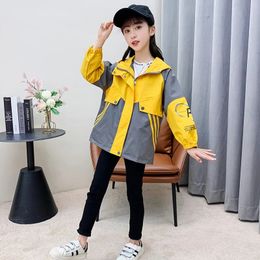 Childrens Clothing Girls Jacket Spring and Autumn Windbreaker Foreign Style Windbreaker Kids Jackets for Girls Winter Jacket 240304