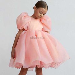 Girl's Dresses Fashion Girl White Princess Dress Tulle Buffy Sleeves Wedding Dresses For Girls Birthday Clothes For Kids Bridemaids Dress 240315