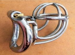 Latest Curve Snap Ring Design Male Small Stainless Steel Cock Cage Penis Ring Belt Device Adult BDSM Products Sex Toy S0565590348
