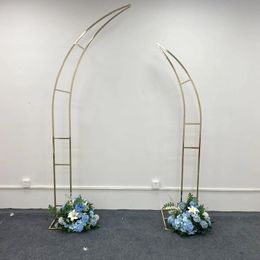 2pcsWedding Arch Square Backdrop balloon Stand Background Shiny Metal Gold Plating Outdoor Artificial Flower Door Shelf Frame