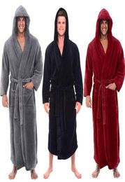 Men039s Sleepwear Fashion Casual Mens Bathrobes Flannel Robe Hooded Long Sleeve Couple Men Woman Plush Shawl Kimono Warm Male B4105360