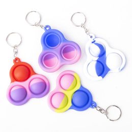 Simple key ring bubble per keychain Sensory push bubble toys push bubble triangle key ring bag pendants squeeze silicone toy key ring pendant G224022838107