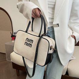 Designer bag miuimiui fashionable handbag for women in spring/summer 2024 minimalist canvas square bag high-end texture crossbody bag