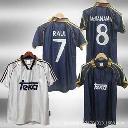 98-99-0001 Huangma white old style football jersey Raul Suk Carlos Gutierreedo