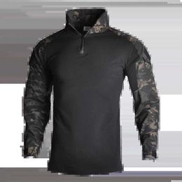 Tactical T-shirts Mens military tactical battle T-shirt camouflage shirt camping hunting clothing climbing fishing mens clothing 240426