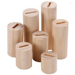 Jewelry Pouches Cylindrical Ring Seat Seven-Piece Display Bracket Stand Wood Cabinet