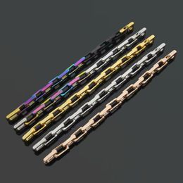 Designers Bracelet Fashion Men 316L Titanium Steel Bracelets Flower 18K Plated Gold Chain Hiphop Jewelry240b