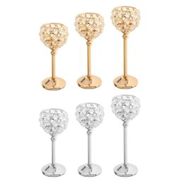 Golden Crystal Bowl Candle Holders for Weddings Party Favours Table Centrepieces Decoration Holidays 240301