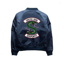 Drop New 2019 Se Thick Riverdale Bomber Jackets Army South Side Snake Print Flight Casual Jacket Men15408168