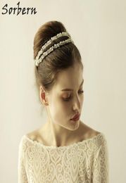 Sorbern Elegant SilverGold Headbands Headpiece Crystal Wedding Hair Vine Pearls Bridal Headband Ceramic Flower Headdress Hair Acc8999701