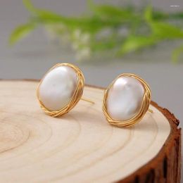 Stud Earrings Coeufuedy Baroque Natural Freshwater Big Pearl For Women Party Gift Earring Handmade Creativity Fine Jewelry