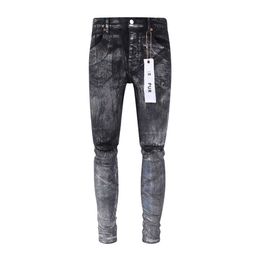 BRAND PURPLE Style High Street Trendy Brand Mid Low Waist Distressed Jeans Men S Hot Stamping Slim Fit Leggings Jeans tamping lim